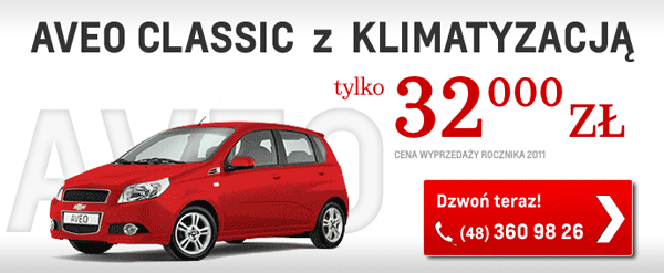 Chevrolet Aveo Classic z klimatyzacją już za 32 000 zł!